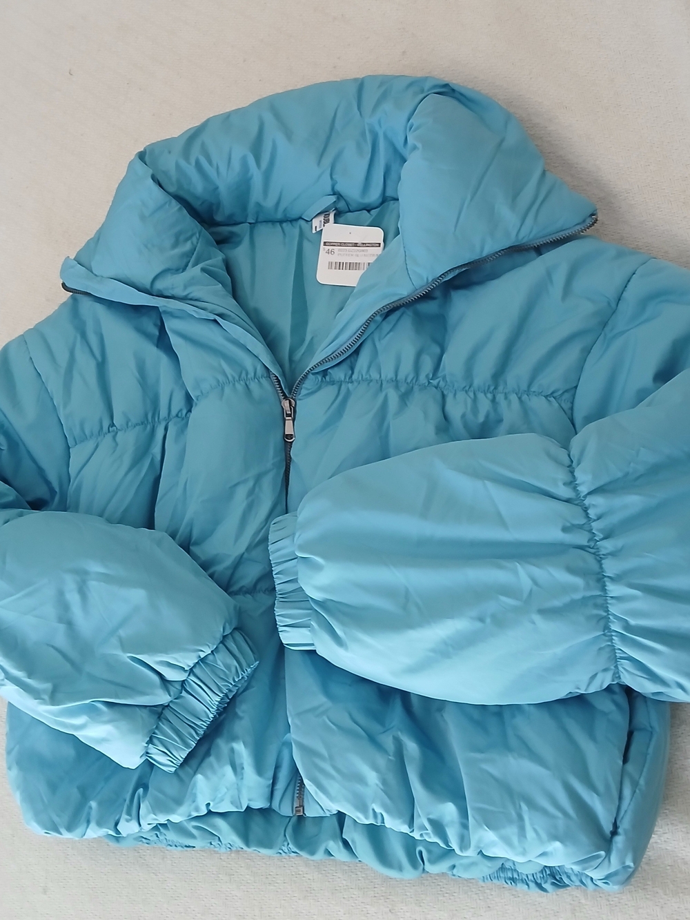 Double Zero Crop Blue Puffer Jacket